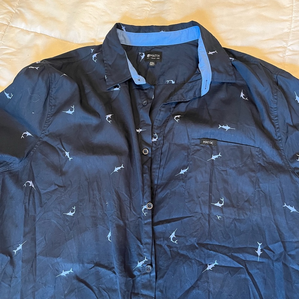 Navy blue button down